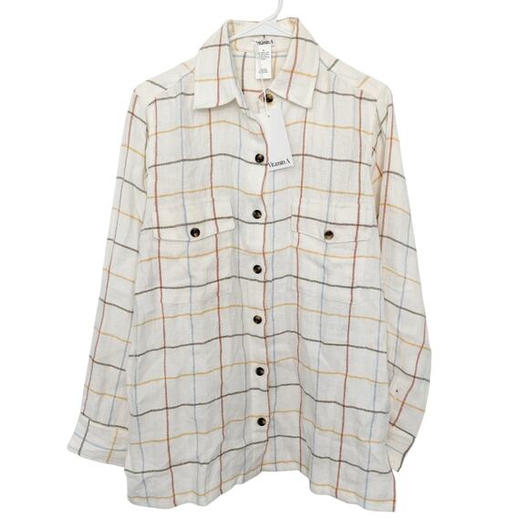Vitamin A Linen Button Down Oversized Shirt S Minimalist Coastal Beach Cozycore - Picture 1 of 8
